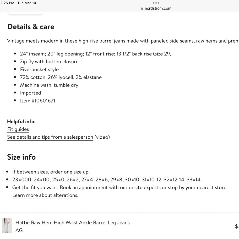 AG Jeans Hattie High Rise Raw Hem Ankle Barrel in Gallery White Size 28 - Picture 4 of 7